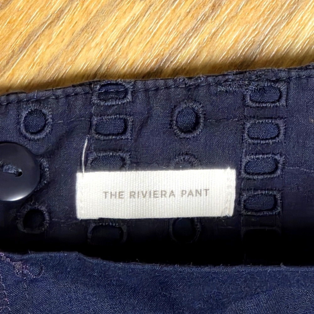 LOFT Julie The Riviera Pants Women's Size 0 Blue Cotton Eyelet Cropped - Picture 4 of 7
